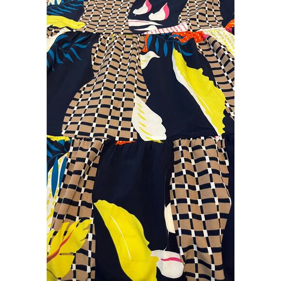 NO MFG. TAG SHORT SLEEVE MIDI FIT & FLARE DRESS, WOMENS, XL, MULTICOLOR ABSTRACT - Picture 6 of 10